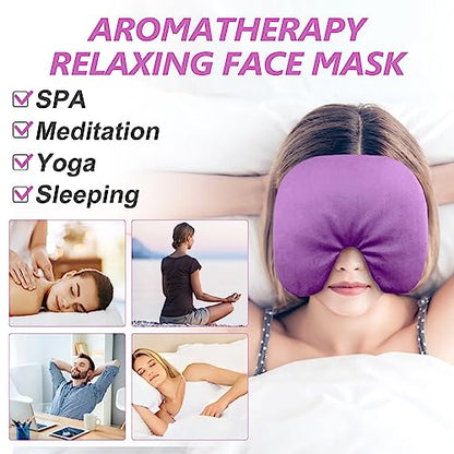 RelaxCoo Sinus Face Mask Heated for Headache，Dry Eyes, Migraine, Sinus Pressure Relief, Warm Cold Compress, Lavander Eye Pillow Weighted for Relaxation, Sleep, Yoga, Microwavable Eye Heating Pad - style: Purple 1 Pack
