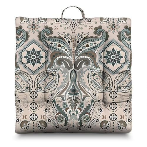 Meditation Cushion, Floor Pillows for Sitting, Meditation Pillow for Tatami Living Room, Yoga Sitting, Floor Pillow in Home & Outdoor, Memory Foam Added, 22x22 Inch - color: Indian Floral, size: Square