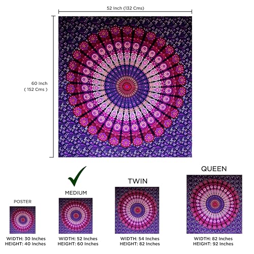 raajsee purple Tapestry- Best Mandala Wall Hanging- Mandala Tapestry For Bedroom Aesthetic-Size Medium (52x60 Inches / 132x152 Cms) - color: Purple, size: 60"L x 52"W