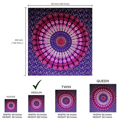 raajsee purple Tapestry- Best Mandala Wall Hanging- Mandala Tapestry For Bedroom Aesthetic-Size Medium (52x60 Inches / 132x152 Cms) - color: Purple, size: 60"L x 52"W