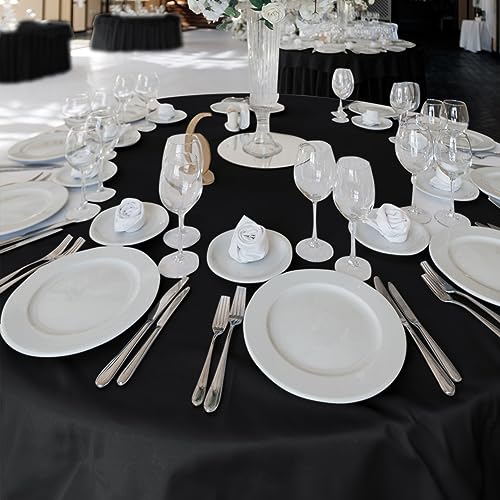 Fitable 6 Pack Black Round Tablecloths 70 Inch for 36"-48" Tables | Stain & Wrinkle Resistant, Washable Polyester Cloth Covers for Wedding Party Dining Banquet Event Catering Reception - color: Black, size: 70 in Round, 6 Pack