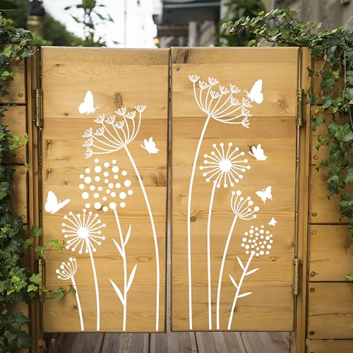 Large Flower Stencils for Painting,8 Pcs Reusable Dandelion Stencils for Painting on Wood Fence Walls Fabric Glass (Dandelion) - color: Dandelion(8Pcs)
