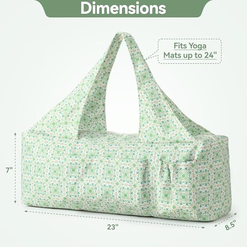 BOULDER BEE Yoga Mat Bag with Wet Pocket, Large Yoga Mat Carrier Fits All Your Stuff, Personalized Yoga Gifts, Gym Tote Bag for Women - color: Green