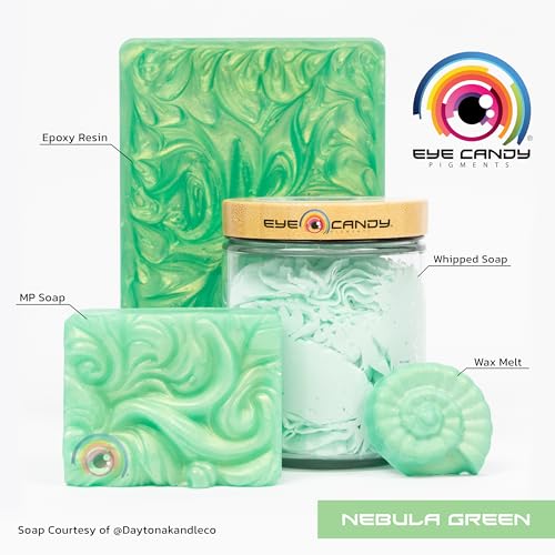 Eye Candy Premium Green Mica Powder Pigments | Multipurpose DIY Arts and Crafts Additive | Acrylic, Woodworking, Bath Bombs, Resin, Epoxy, Soap, Fishing Lures (Nebula Green) - color: Nebula Green