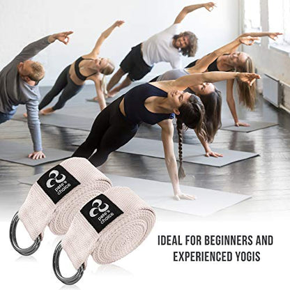 Stretching Straps and Yoga Blocks - Yoga Beginner Kit for Pilates & Gym