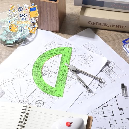 EBOOT Student Geometry Set, 180 Degree Protractor Compass 6",Green | Swing Arm Protractor Ruler Compass, Geometry Drawing Tools for Measuring Angles, School Classroom Math Supplies - color: Green