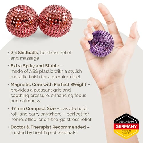 2X Spiky DBT Skill Balls | 1.85 inch | Magnetic Stress Relief Balls | Spiky Massage Balls for Relaxation, Tension Release, Focus & Mobility (Rose Gold) - color: Rose Gold, size: 2 inches