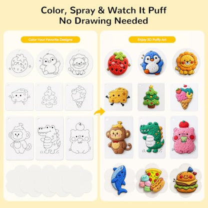 RuiHawk 95 Pcs Magic Foam Painting Refill Kit, 75 Sheets 3D Textured Paper, 3 Water Brushes, 10 Keychains – Mess-Free, Water-Activated, Non-Toxic – with Gift Box, Travel Art Set for Kids Ages 5-10 - color: 75 Foam Refill Kit + 20 Accessories