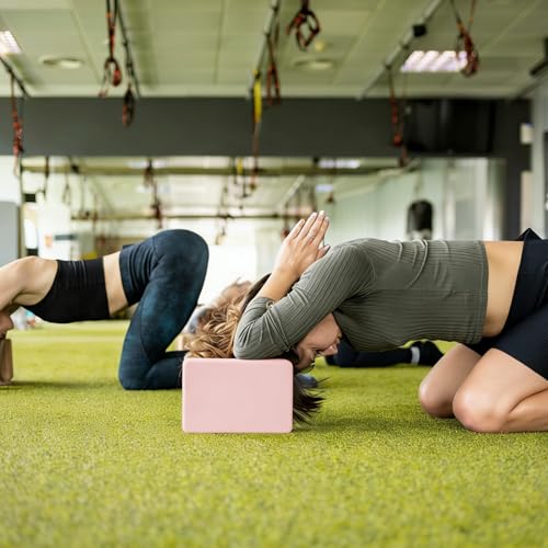Yoga Blocks 2 Pcs, 9"x6"x3" Yoga Brick Foam Blocks EVA Foam Block Yoga Props Accessories for Yoga Pilates Stretching and Meditation - color: Light Pink