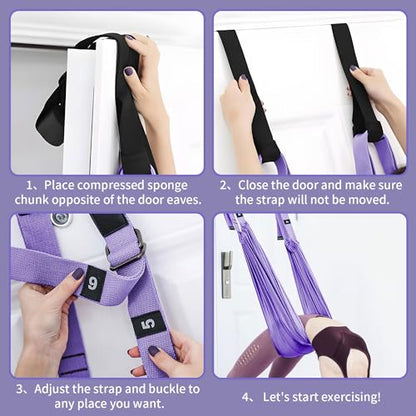 Leg Stretcher Strap Adjustable Fitness Strap Band for Waist Trainer Stretching Door Swing Flexibility Tensile Trainer with Carrying Pouch Back Bend Go Upside-Down for Yoga Practitioner Ballet Dancer Gymnastics Exercises - color: Purple