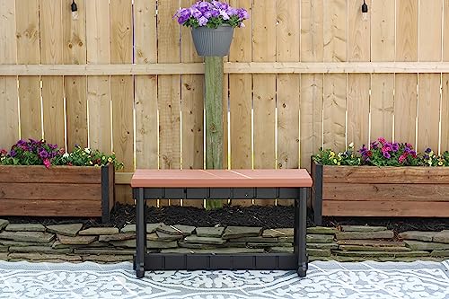 Bench, Redwood Top with Black Sides, 1 Pack - Proudly Made in The USA, Click and Lock Hardware-Free Assembly, Durable and Stylish Outdoor Seating - color: Redwood/Black, size: 1 Pack