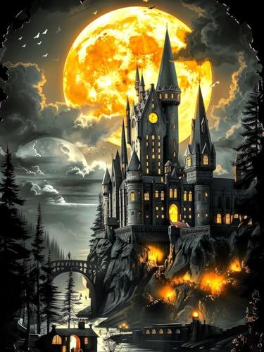 Diamond Art Kits for Adults, Castle Diamond Painting Kits 12x16 Inch | Full Drill Castle Diamond Painting Kits For Adults, Diy Round Paint By Diamonds For Home Decor Gifts 12x16 Inch - color: Castle