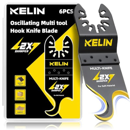 6PCS Titanium Oscillating Tool Blades, Universal Multitool Blades | Multitool Hook Knife for Soft Materials Like Roofing Shingles,Carpet,Cardboard & PVC Flooring,Universal Interface - size: 6 PCS B
