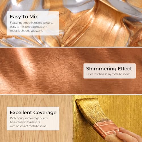 Nicpro 24 Colors Metallic Acrylic Paint Set, Pearlescent Acrylic Paint | 2oz/60ml Each, Non Toxic Non Fading Craft Paint for Wood, Clay, Metal, Canvas, Furniture, Handcraft, Model, Art Supplies - color: 20 Metallic Colors-2oz