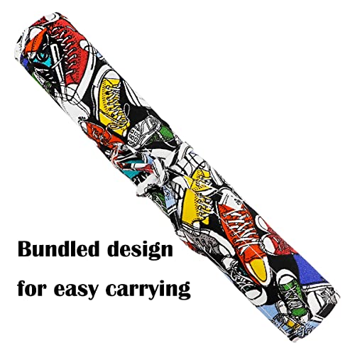 22 Slot Canvas Art Paint Brush Holder Canvas Brush Pouch Watercolor Paintbrushes Roll-Up Case Bag for Watercolor Oil Paint Brush (Trendy Graffiti Style) - color: Style-2