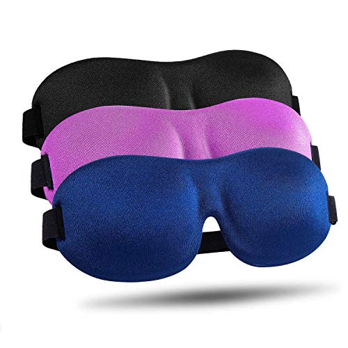 LKY DIGITAL Sleep Mask for Side Sleeper 3 Pack, Blackout 3D Eye Mask - color: Black & Blue & Purple