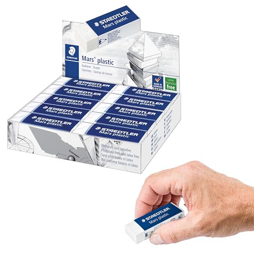 STAEDTLER Mars Plastic Vinyl Erasers (20-Pack), White Erasers for Clean & Precise Results - Latex-Free, Minimal Crumbling - style: 20 Pack