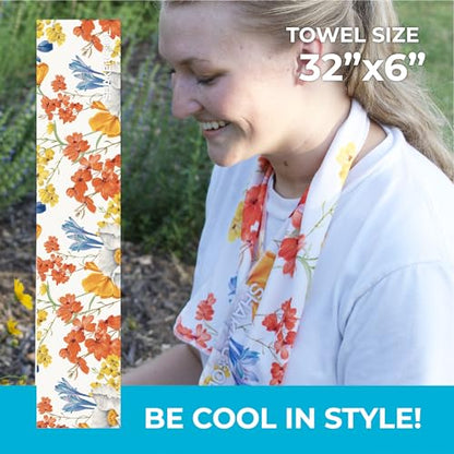 SHAKEitCOOL Original Cooling Towel – Be Cool in Style - Heat Relief, Soft, Lightweight, Sun Protection, Easy Clean - Perfect for Biking, Running, Yoga, Gym, Gardening - Flower - color: Flower