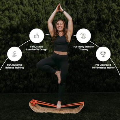 GIBBON SlackBoard, Balance Board Kids & Adults, Slackline Balance Trainer - color: Sunbeam Plus with Stand