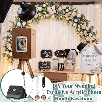 61 Pcs Button Keychain Photo Cutter Photo Booth Keychain Station DIY Kit Bulk 1in/25mm Button Paper Cutter 30 Double Sided Acrylic Frame Keyring 30 PU Leather Keychains for Wedding Party Gift