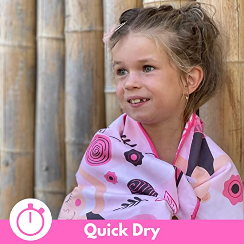 ECCOSOPHY Microfiber Kids Toddler Beach Towel, Quick Dry, Sand Free, 60x30 - color: Ballerina