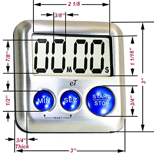 Elegant Digital Kitchen Timer Stainless Steel - Loud Alarm Model eT24 Plum - color: Plumberry