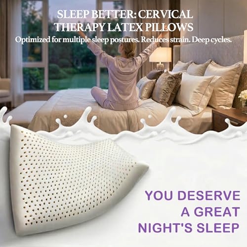 Artka Talalay Latex Sleeping Pillow, Soft Bed Pillow with Cotton Pillowcase Helps Relieve Pressure, Premium Pillow for Side, Back, and Stomach Sleepers to Get a Restful Sleep (King Size (7.0'' H)) - size: King (Low Loft)