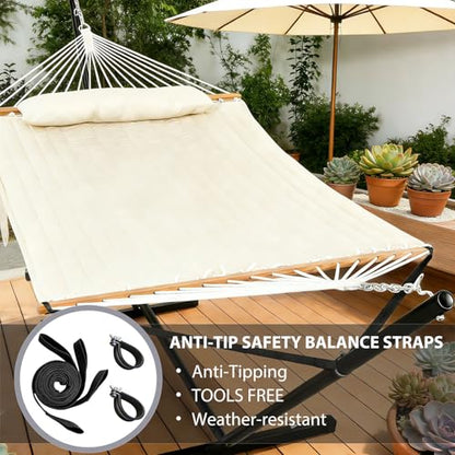Hammock Balance Ropes Kit Designed for Double Spreader Bar Hammock with 12Ft Metal Stand, Anti-Tip Safety Straps to Prevent Hammocks from Flipping Over Black (1 Set)