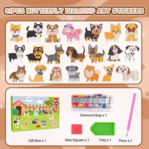 Labeol Diamond Art Kits for Kids Boys and Girls Ages 6-8-10-12 Easy to DIY Creative Diamond Art Sticker Craft by Numbers Kits for Kids and Adult Beginners (Puppy) - style: Puppy