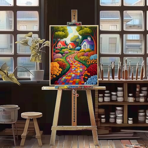 Natuyalo Paint by Numbers Kit for Adults Beginners, 16" Wx20 L Canvas Pictures Painting Acrylic Paintwork with 3 Pcs Paintbrushes, Colorful Town Landscape - color: ART-05