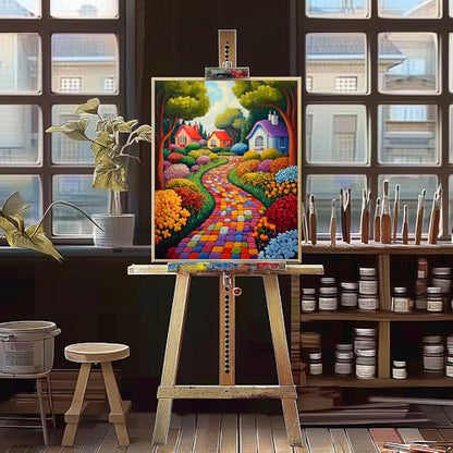 Natuyalo Paint by Numbers Kit for Adults Beginners, 16" Wx20 L Canvas Pictures Painting Acrylic Paintwork with 3 Pcs Paintbrushes, Colorful Town Landscape - color: ART-05