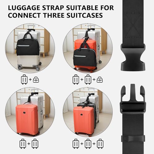 BILIONE 2 Pack Luggage Connector Straps,Connect 3 Suitcases ＆ Add A Bag | Suitcase Straps, Luggage Straps for Suitcases Adjustable Buckle Belt,Suitable for Suitcases from 20 to 32 inches(Blue) - color: Blue, size: 2 Pack