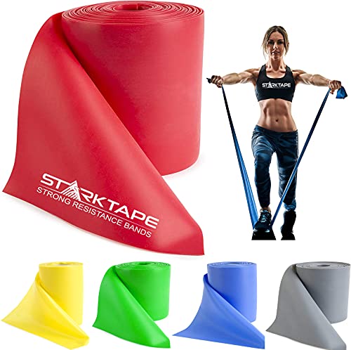 Resistance Bands Professional 8,16, 25, 50 Yards Bulk Rolls. Latex-Free Elastic Physical Therapy Band. No Scent, No Powder - Perfect for Home Exercise, Yoga, Pilates, Gym, Rehab, Workout - color: Red - Light, size: 25 Yards