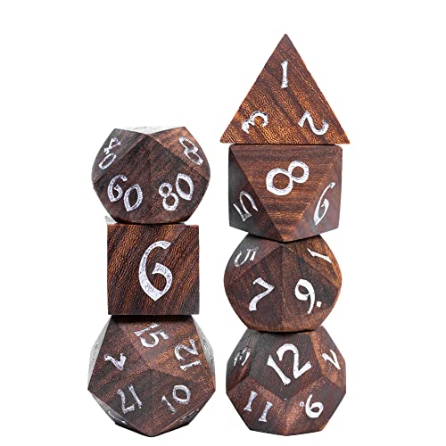 Wooden DND Dice Set Red Sandalwood Dice Set for D&D Tabletop Games - color: Red Sandalwood