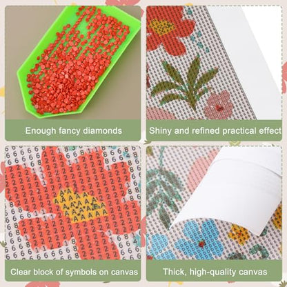 Yeaqee 4 Pcs Diamond Art Kits DIY Painting for Adult Aesthetic Wall Diamond Crafts Aesthetic Room Decor Cute Painting Pictures 5d Craft Wall Decor for Home 10 x 11.8''(Floral) - style: Floral