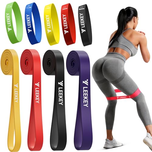 LEEKEY Resistance Bands for Pull Up Assist, Exercise & Workout Bands Set - color: 5-85LBS COLOR+Mini Bands