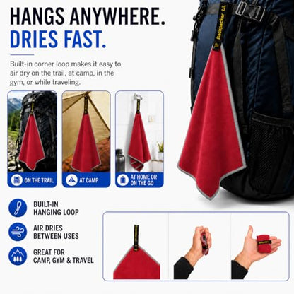 Backpacking Ultralight Quick Dry Microfiber Soft Fast Drying Hand and Face Towel Wash Cloth Camping Yoga Hiking Active Lifestyle Small (Red, Small) - color: Red, size: Small