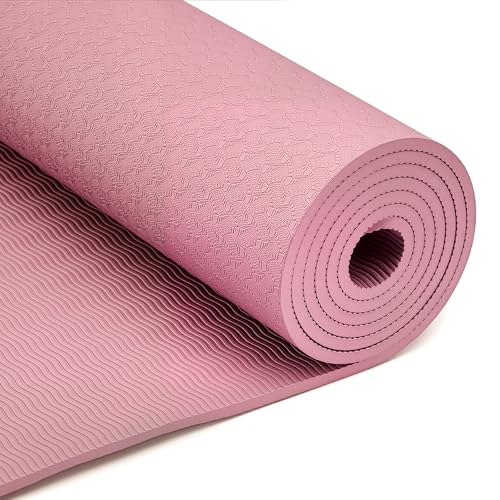 Amazon Basics 1/4 Inch Thick TPE Exercise Yoga Mat with Carrying Strap - color: Plum