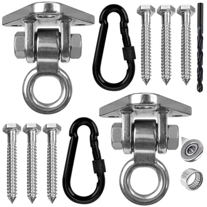 2-Pack Heavy Duty Swing Hanger Bracket, 1000 lbs Capacity, 304 Stainless Steel Swing Mount with Threaded Hook, for Indoor/Outdoor Porch Swing, Hammock, Gym Rings, Punching Bag Hardware - size: 3 holes-2Pack