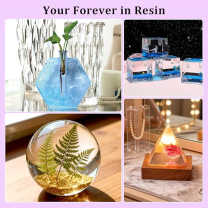 Epoxy Resin Kit with Light for Beginners, DIY Crafts for Adults Women | Clear Resin kit with Silicone Mold for Starters DIY Arts & Crafts for Adults, DIY Creations, Ornament, Flowers, Decorations