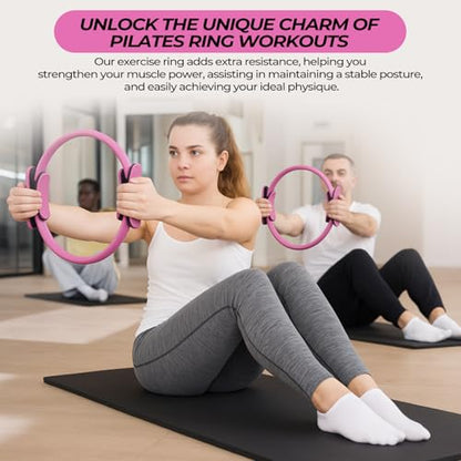 Seenelling 18 Pcs Pilates Ring and Ball Bulk Home Pilate Kit - color: Pink