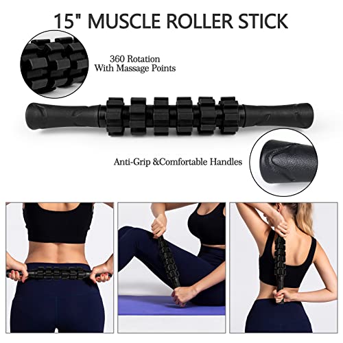 5 in 1 Foam Roller Set High Density Patented Foam Roller for Exercise - color: Pure Black