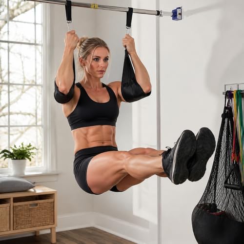 Heavy Duty Pull Up Bar Hanging Straps with Safety Lock Carabiners, Reinforced Nylon Suspension Straps for Boxing Sandbag, Yoga Swing & Indoor Gym Accessories