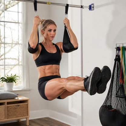 Heavy Duty Pull Up Bar Hanging Straps with Safety Lock Carabiners, Reinforced Nylon Suspension Straps for Boxing Sandbag, Yoga Swing & Indoor Gym Accessories