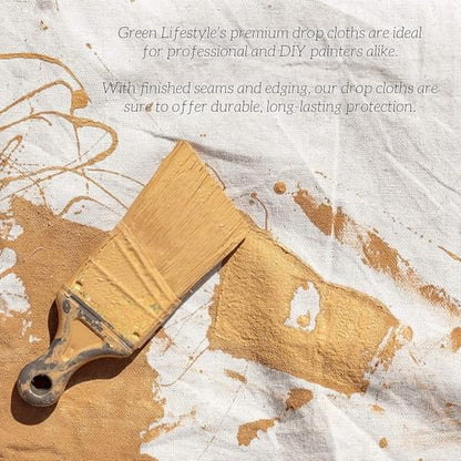 All Purpose Canvas Drop Cloth 4x12, Canvas Tarp for Painting, Bundle with Painting Tool Kit with Roller Covers, Roller Frames, Brushes and Tray for Household Painting, Cabinets and Crafts (11-Piece) - size: 1 Pack - 4x12 with Painting Tool Kit