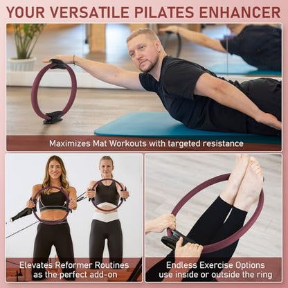 PhysKcal Pilates Ring, 15-Inch Magic Circle with Thick Padded Handle - color: Plum