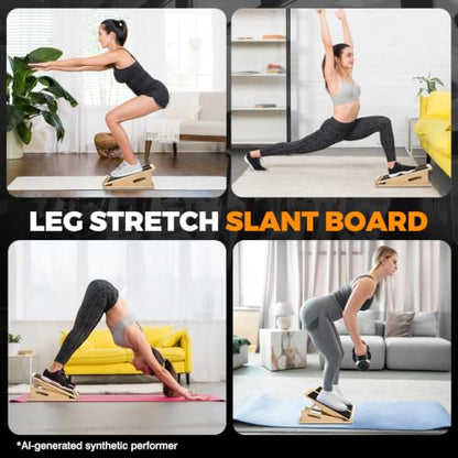 2-in-1 Wooden Balance Board and Slant Board for Adults, 15-35° Angle