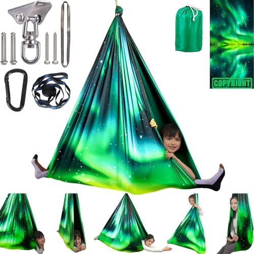 Sensory Swing for Kids Indoor & Outdoor (Aurora Green) - color: Aurora Green