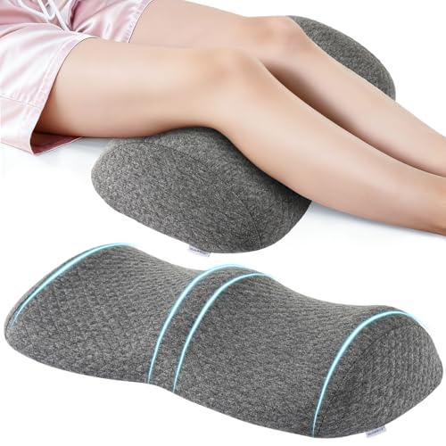 Ergonomic Knee-contouring Wedge Pillow for Back Sleeping, Memory Foam Bolster Leg Pillow for Muscle Relaxation, Sleep Improvement, Knee Support, Leg Elevation, Skin-friendly Air-Layer Fiber(Dark Grey)