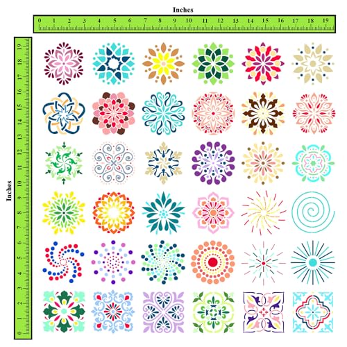 CrafTreat Reusable Fairytale Stencil Set for Painting on Wood, Wall, Furniture, Canvas, Paper & Fabric – 36 Piece Mermaid Design DIY Craft Paint Stencils 3x3 Inches - size: 36 Pcs - 3"X3", style: Small Mandala
